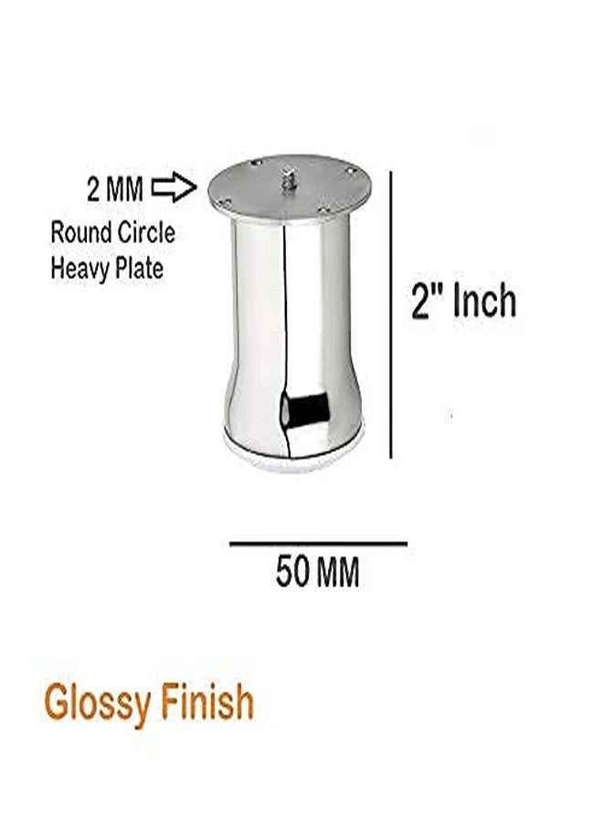 IZMAH Unique Design Premium Hardware Glossy Finish Stainless Steel Glossy Finish Model Round Sofa Leg 50 MM (2 INCH, Pack of 12) - Image 2